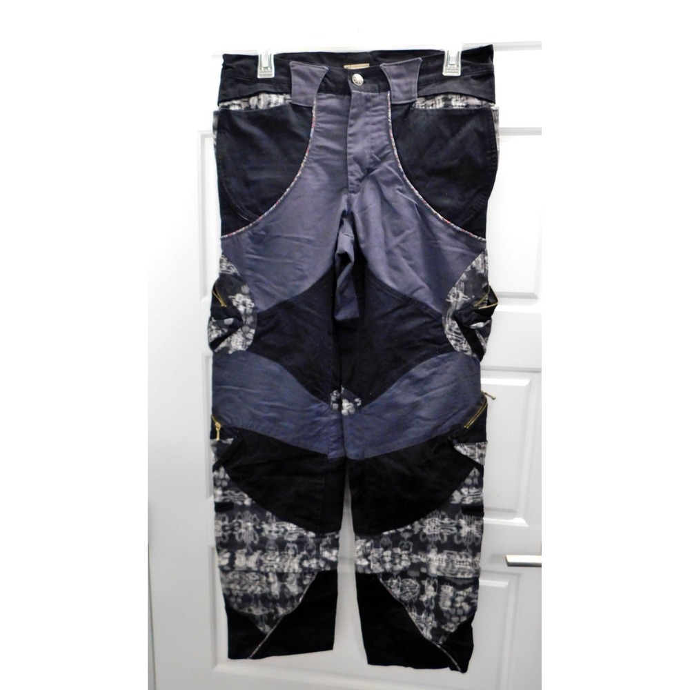 Conscious Convergence 3Bal-Skat8 Black Gray Patchwork Cargo Pants sz‎ S